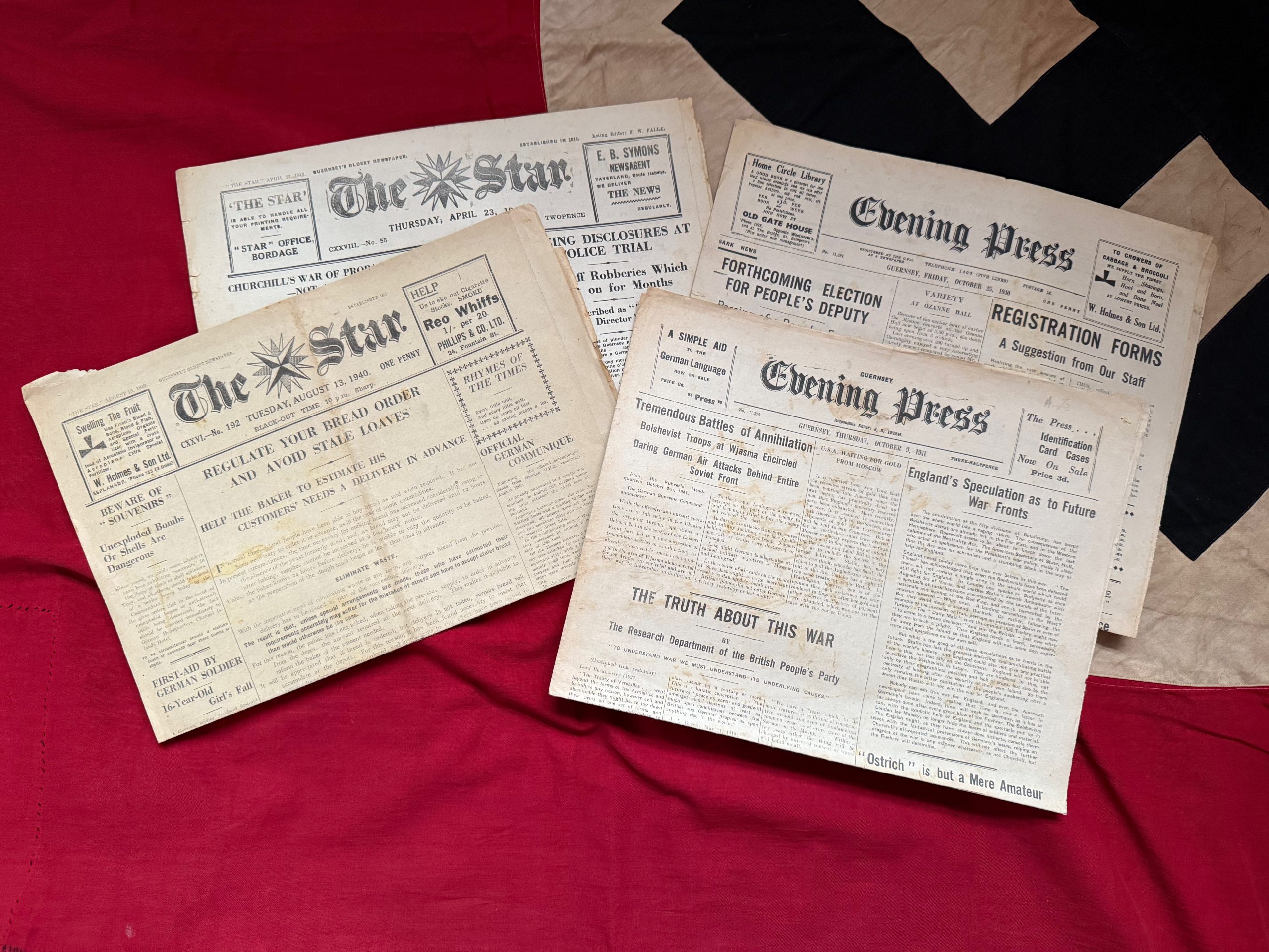 Collection of 4 Guernsey War time newspapers